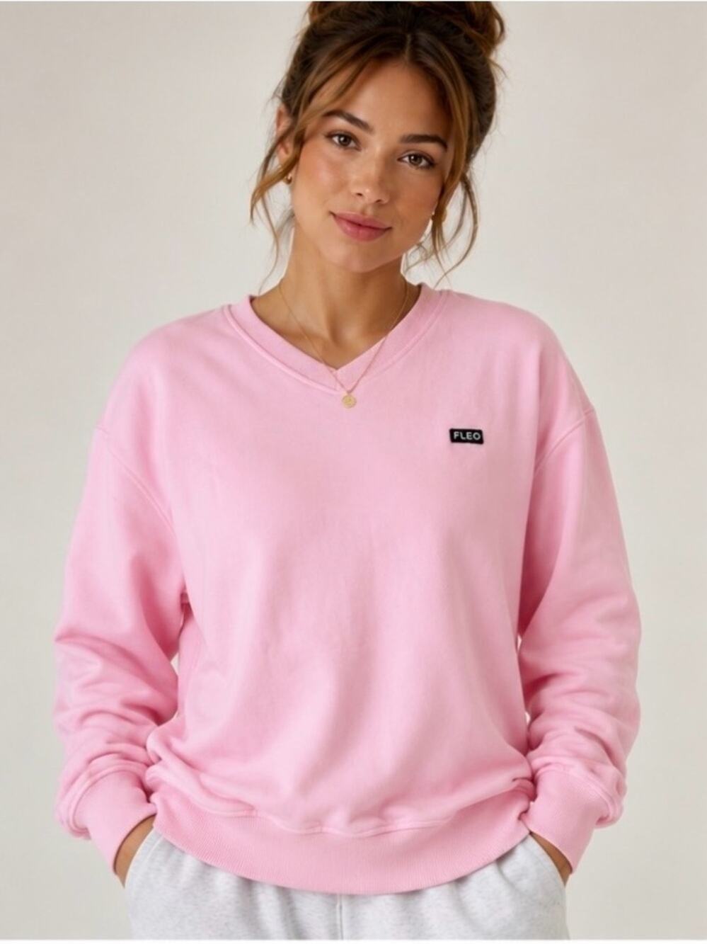 FLEO Bubblegum Pink Oversized Sweatshirt XL Cozy Fleece Crewneck